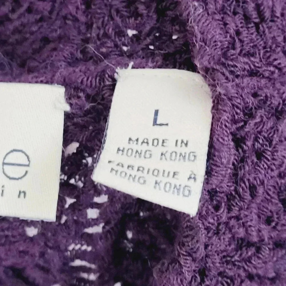 Anne Klein A Line Purple Cable Knit Sweater Acrylic Wool Blend L  11PT - Picture 5 of 8